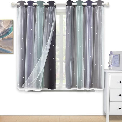 Kinryb Christmas Overlay Star Cut Out Colorful Kids Curtains by Kinryb