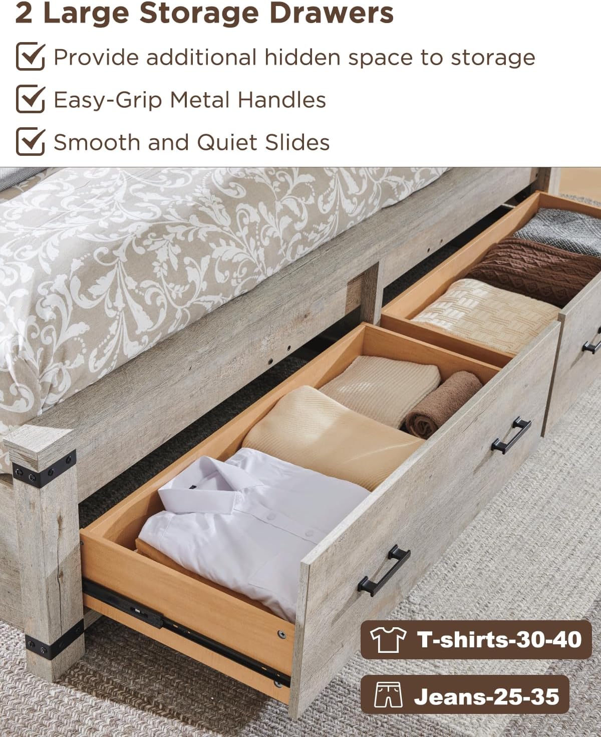 t4tream 54" tall farmhouse queen size bed frame, package contents
