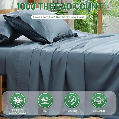 Egyptian Cotton Sheets Full Size 1000 Thread Count Sateen Weave Soft Breathable - Image 2