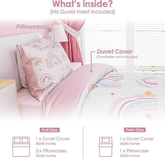 SANDJEST Rainbow Duvet Cover Sets Twin Size - Image 2