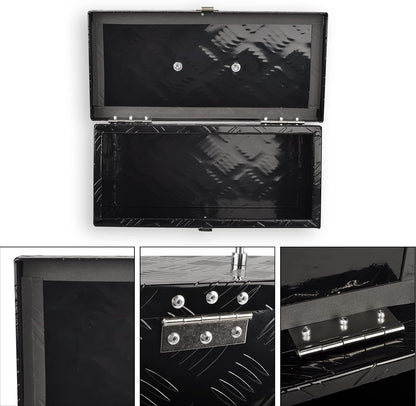 aluminum truck tool box with top handle, black(16"×7.5"×10"), close-up detail