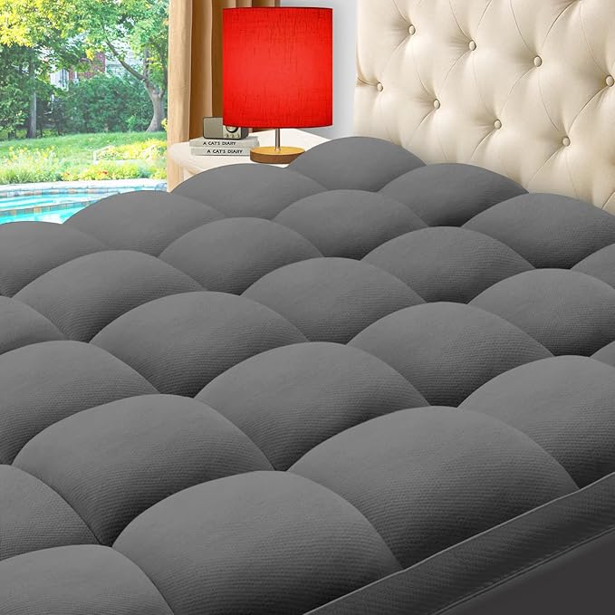 ELEMUSE Twin XL Grey Cooling Bamboo Viscose Mattress Topper by ELEMUSE