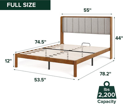 zinus jonas bamboo platform bed frame, wingback headboard shown in use