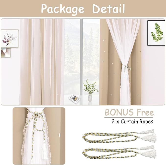 Kinryb Kids Blackout Curtains for Bedroom/Living Room/Classroom, Sheer Overlay - Image 8