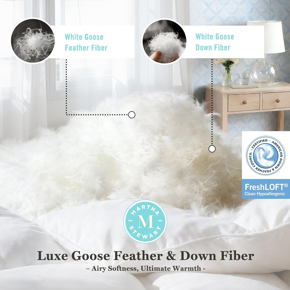 Martha Stewart Luxury White Goose Feathers Down Fiber Comforter Queen Size