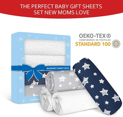 Bassinet Sheets & Waterproof Bassinet Mattress Pad Protector 4 Pack Set - Image 4