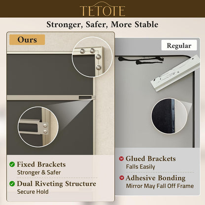tetote brushed nickel bathroom mirror 24" x 30", side view