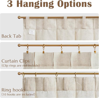 jinchan Pinch Pleated Linen Blend Curtains 45 Inch 2 Panels Light Filtering - Image 5