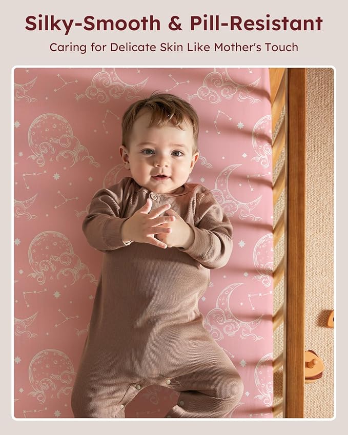 Pack and Play Sheets Fitted 3 Pack, Mini Crib Sheets - Image 2