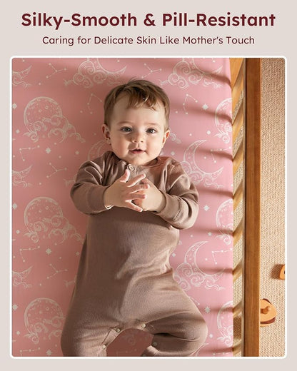 Pack and Play Sheets Fitted 3 Pack, Mini Crib Sheets - Image 2
