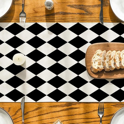 Artoid Mode Diamond Plaid Black Table Runner, Seasonal Halloween Party Kitchen - Image 3