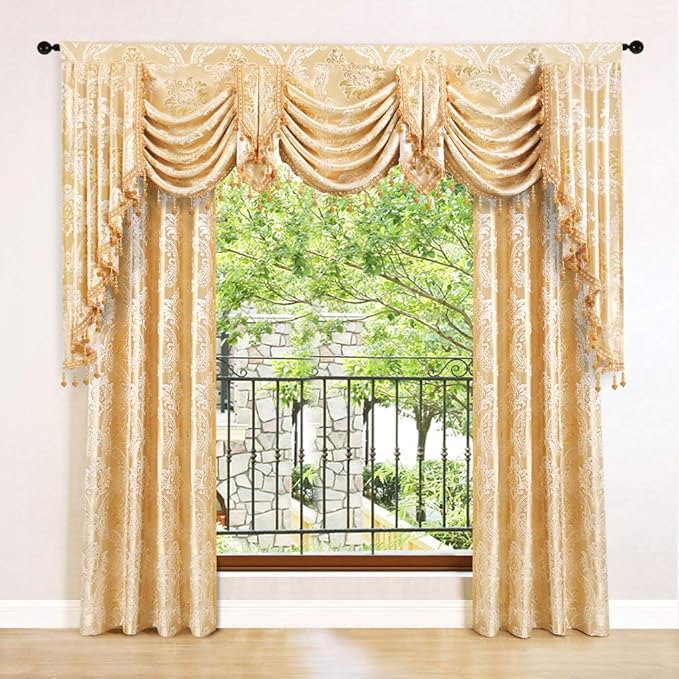 ELKCA Golden Jacquard Swag Waterfall Valance - Image 7