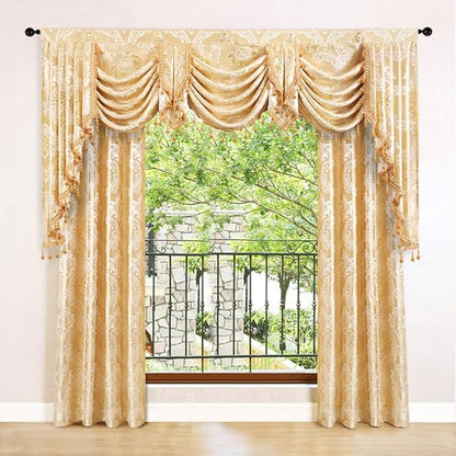 ELKCA Golden Jacquard Swag Waterfall Valance - Image 7
