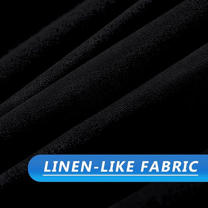 Linen 100% Blackout Curtains for Bedroom, Back Tab/Rod Pocket Curtain for - Image 3