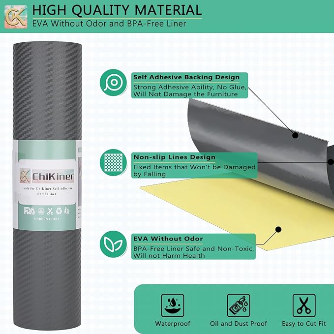Self-Adhesive Shelf Liner Kitchen Liner, Waterproof Backed Paper Easy Peel and - Image 2
