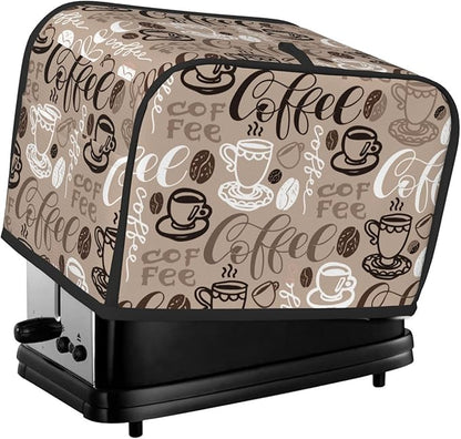 Brown Coffee Pattern 2 Slice Toaster Cover, Waterproof Toaster Dust Cover Bread by Unknown