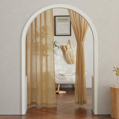 NICETOWN Sheer Linen Bedroom Curtains 96 inch Long, Grommet Privacy Semi Light - Image 7