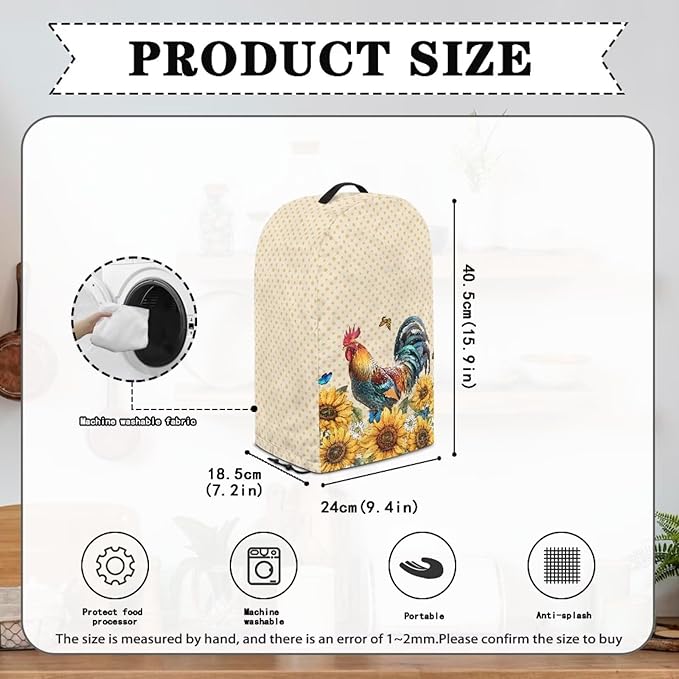 Rooster Sunflower Blender Dust Cover Stand Mixer or Coffee Maker Appliance - Image 6