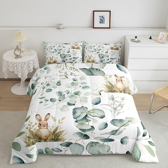 Erosebridal Girls Kawaii Animal Full Bedding Sets Cute Rabbit Comforter Set - Image 2