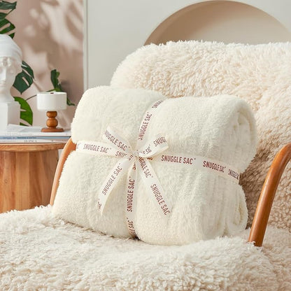 Snuggle Sac Checkered Throw Blanket Faux Fur Microfiber Blankets - Image 3