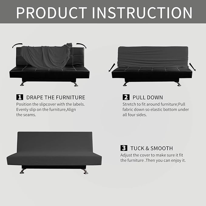Easy-Going Stretch Futon Slipcover Armless Futon Bed Cover Furniture Protector - Image 6