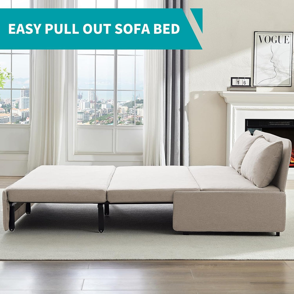 BALUS 64" W Queen Size Pull Out Sleeper Sofa Bed Couch with Pullout Bed