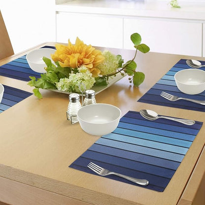 Ambesonne Navy Place Mats Set of 4, Plaques in Marine Tones Border Lines - Image 4
