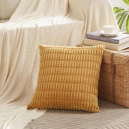 Fancy Homi 4 Packs Mustard Yellow Decorative Throw Pillow Covers 18x18 Inch - Image 2
