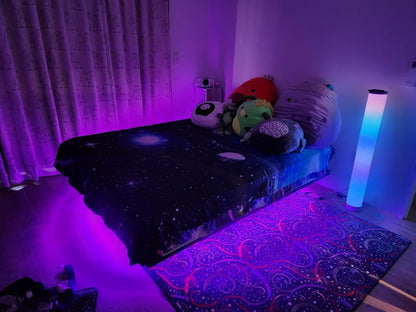 floating bed frame with smart led lights metal, view 9