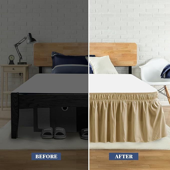 Queen Bed Skirt, Elastic Wrap Around Bed Skirt Queen Size, Bed Skirts - Image 3