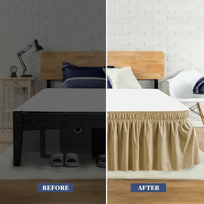 Queen Bed Skirt, Elastic Wrap Around Bed Skirt Queen Size, Bed Skirts - Image 3
