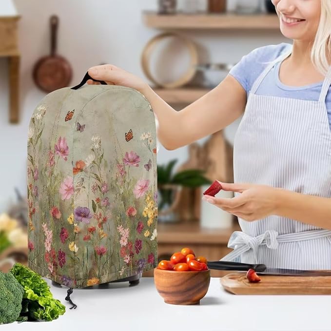 Wildflower Butterfly Blender Cover Dust Proof Small Appliance Cover Foldable - Image 3