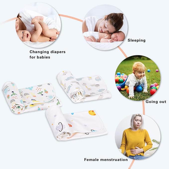 Baby Diaper Changing Pad Waterproof Portable Changing Pad 3 Pack Washable - Image 4
