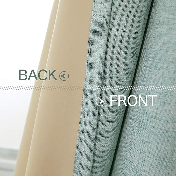 MIULEE Linen Texture Curtains for Bedroom Solid 100% Blackout Thermal Insulated - Image 6