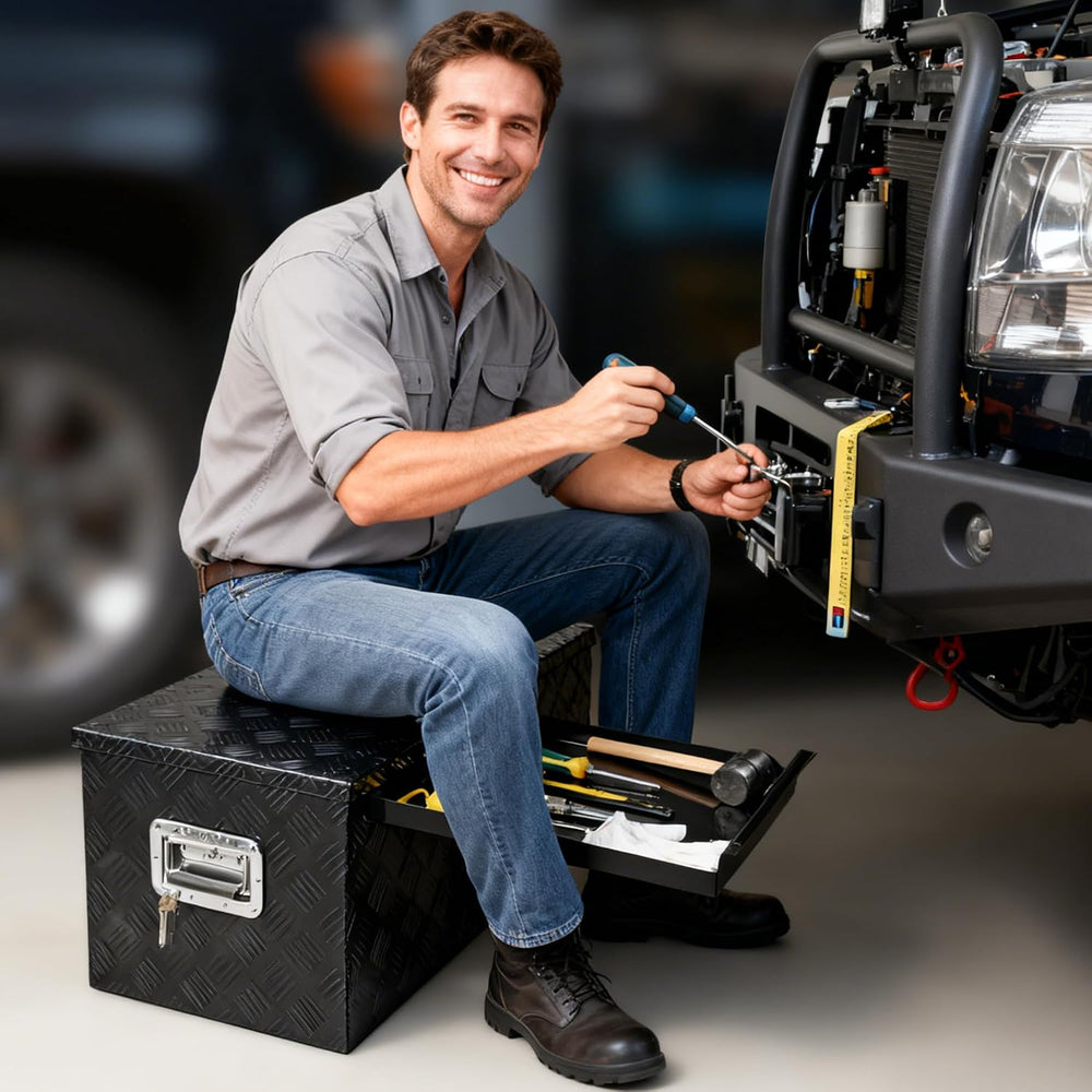 36 Inch Truck Bed Tool Box Aluminum Heavy Duty Trailer Tool Box with Sliding ...