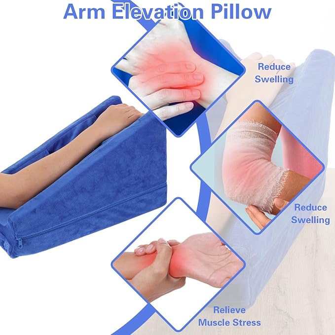 Gray Arm Elevation Pillow with 2 Pockets, Soft Ergonomic Support Pillow - Image 5