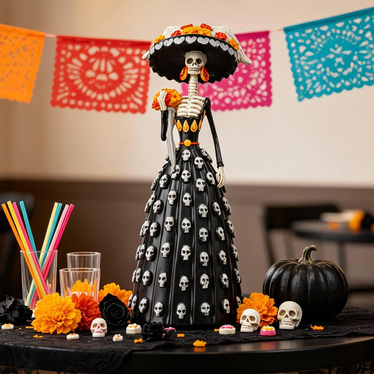 Newman House Studio Halloween Decorations - Mexico Catrina Skeleton Lady