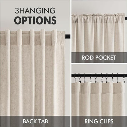 MIULEE Non-See-Through Privacy Linen Curtains 2 Panels, Light Filtering Window - Image 6