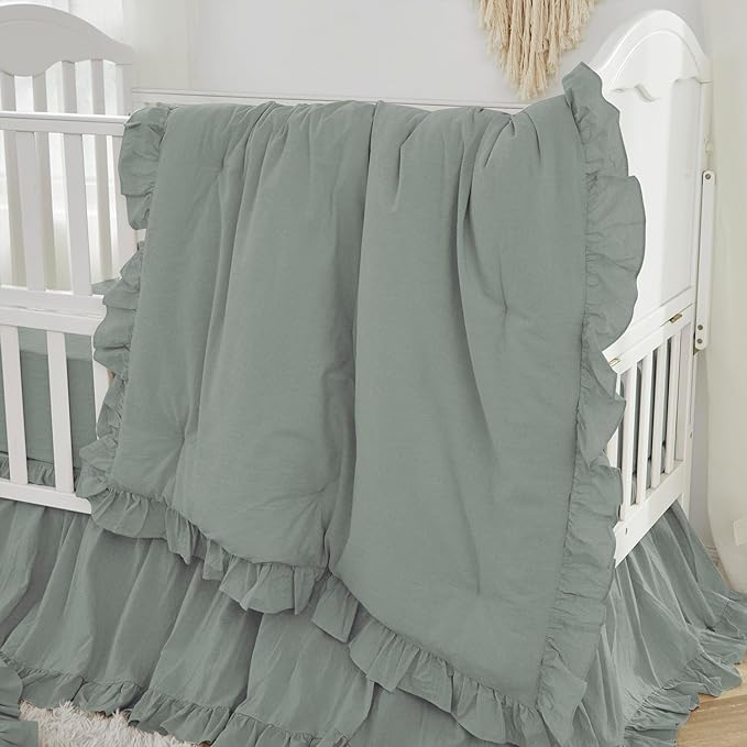 Brandream Boho Bohemian Girl Baby Nursery Crib Bed Skirt Dust Ruffle - Image 2