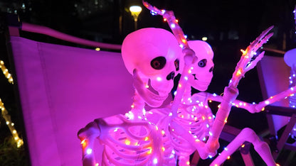 2Pack36 Halloween Skeleton Decoration with Orange&Purple Light