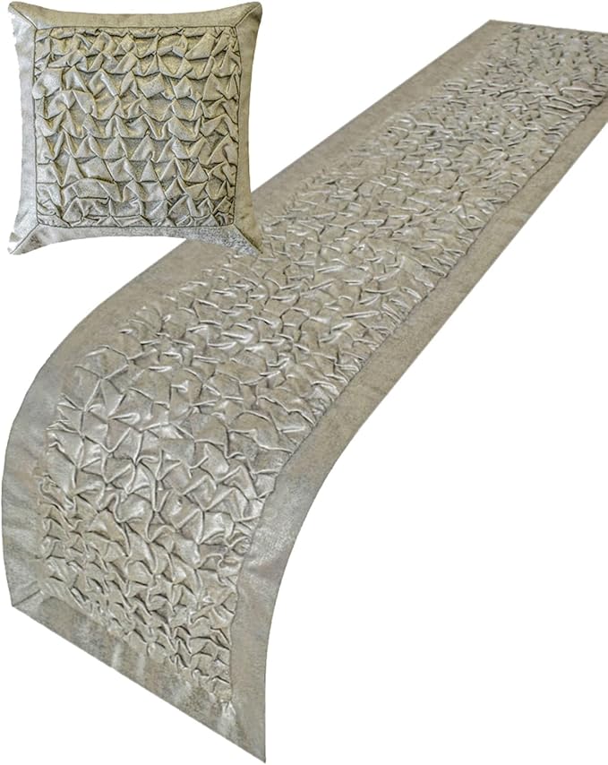 The HomeCentric King/Queen/Twin Silver Decorative Bed Runner Twin 53"x18" Bed - Image 2
