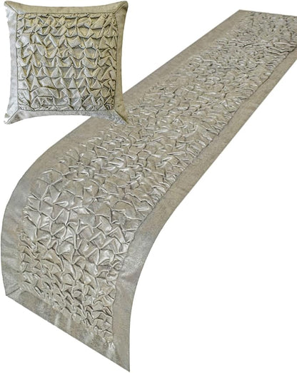 The HomeCentric King/Queen/Twin Silver Decorative Bed Runner Twin 53"x18" Bed - Image 2