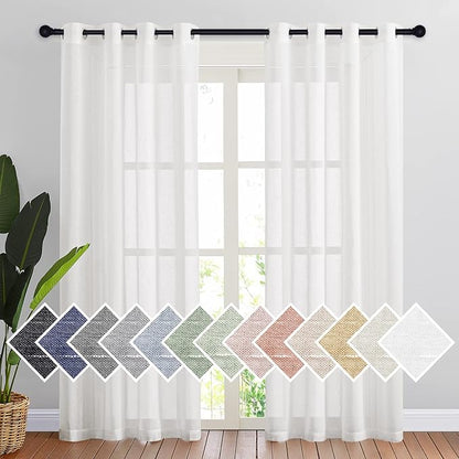 NICETOWN White Sheer Linen Curtains by NICETOWN