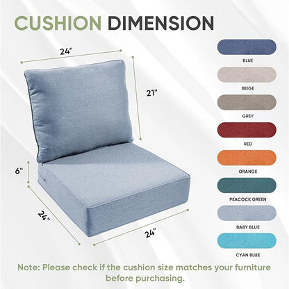 Outdoor Chair Cushions Set of 3, Waterproof 24x24 Patio Chair Cushion, Couch - Image 7