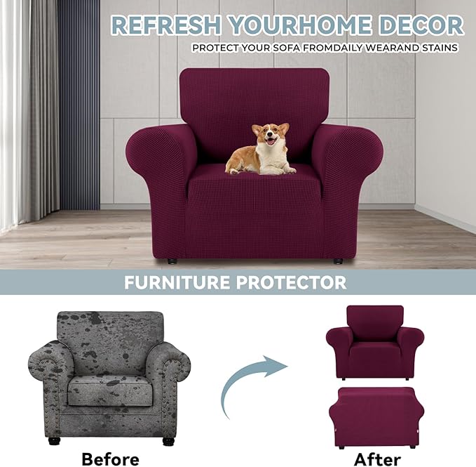 LURKA Stretch Chair Sofa Slipcovers 1 Piece Couch Covers - Image 3