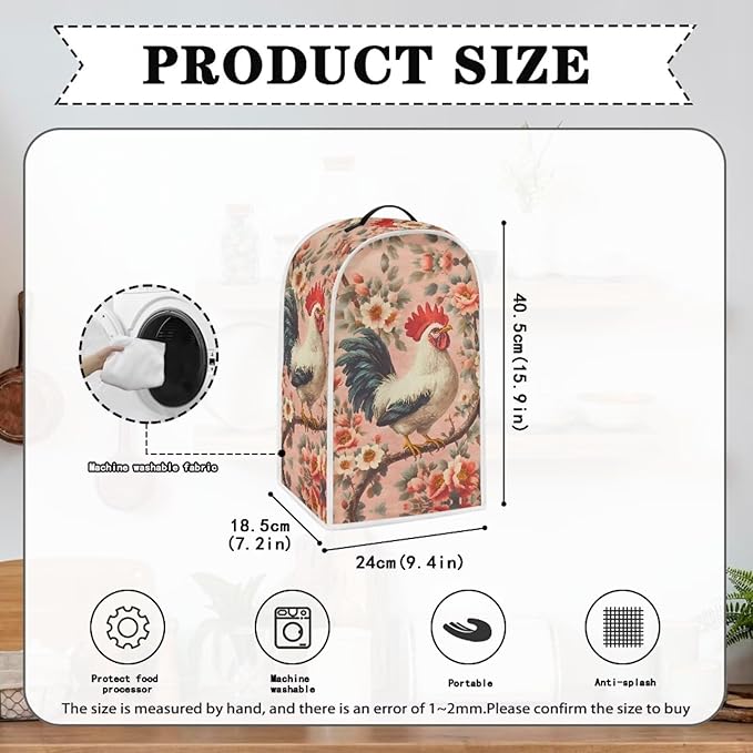 Rooster Flower Print Blender Dust Cover Stand Mixer or Coffee Maker Appliance - Image 6