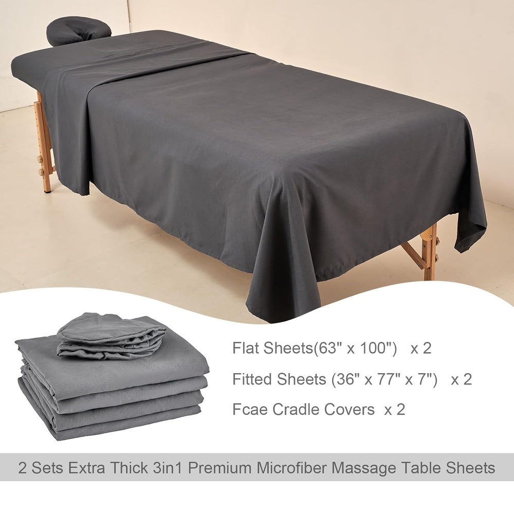 2 Sets Extra Thick Massage Table Sheets Sets Soft Premium Microfiber 3 Piece ...