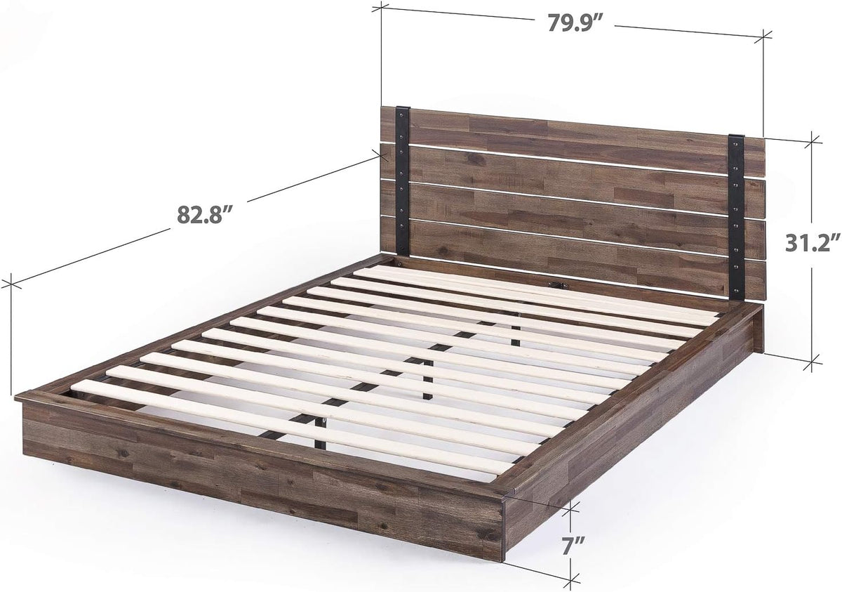 zinus brock metal and wood platform bed frame/solid shown in use