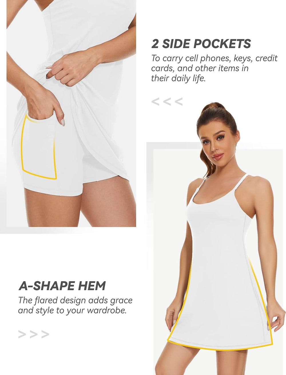 Womens Tennis Dress, 2-in-1 Golf Workout Dress with Built-in Bra & Shorts...