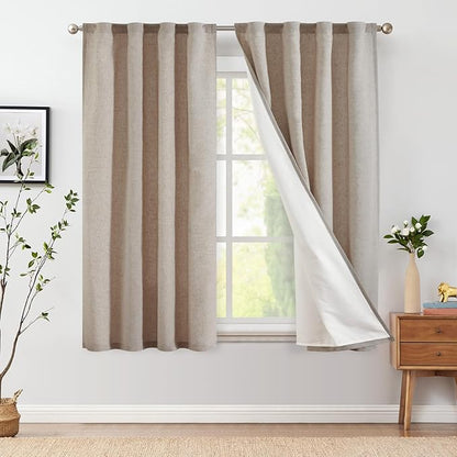 jinchan Taupe Linen Blend Curtains - Image 2